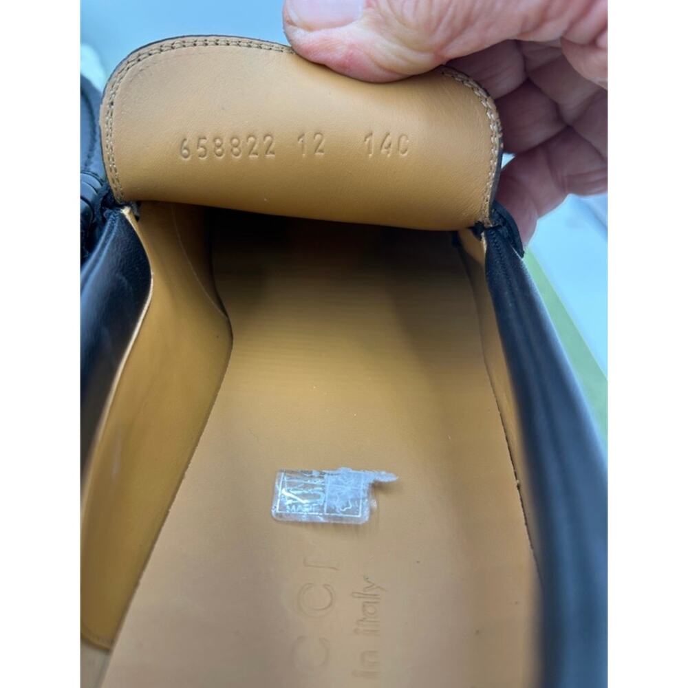 Men's Gucci Men's Black Leather Horsebit Lug Sole Loafers size 12 made in Italy - Picture 9 of 12